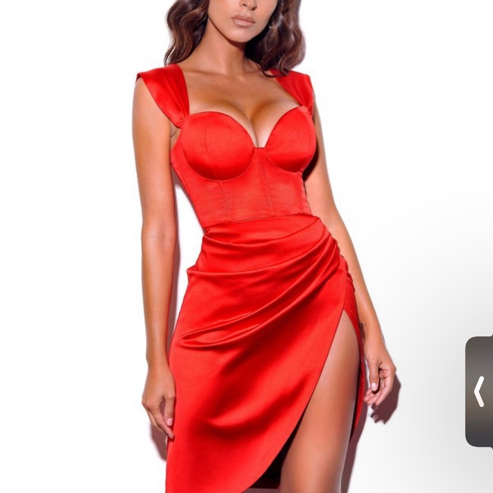 Hedy Red Satin Corset Dress